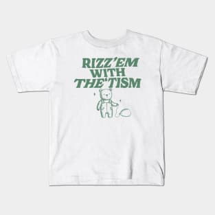 Rizz Em With The Tism Shirt, Retro Unisex Adult T Shirt, Funny Bear Meme Kids T-Shirt